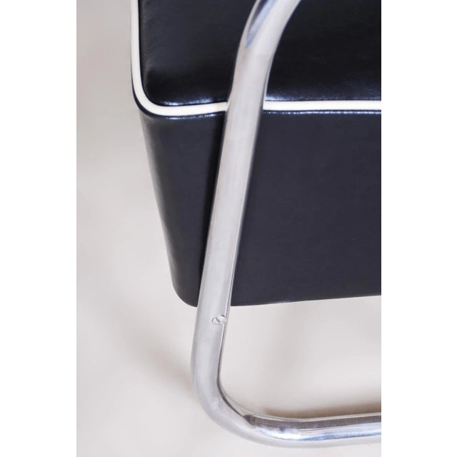 Bauhaus Chrome & Leather Armchair attributed to Mücke-Melder, 1930s For Sale - Image 4 of 13