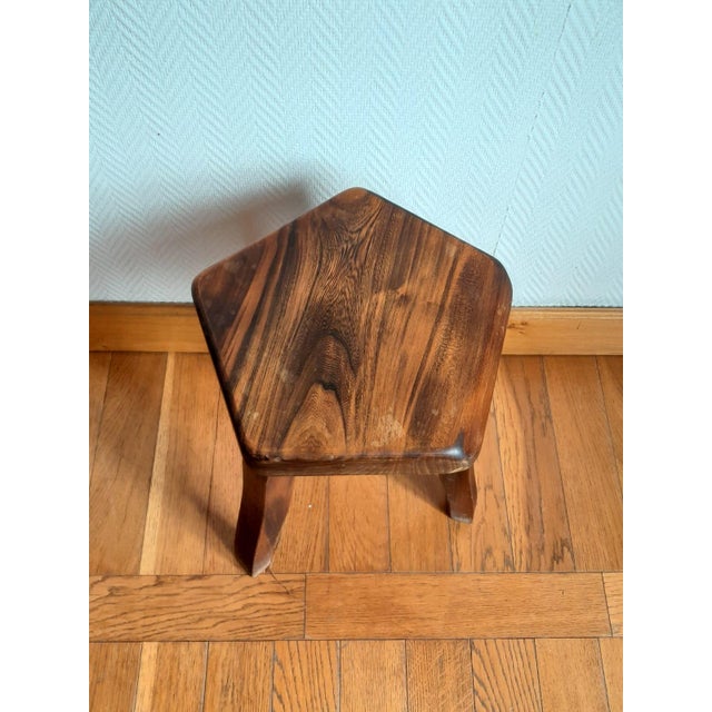 Brutalist Stool in Wood, 1960s For Sale - Image 6 of 11