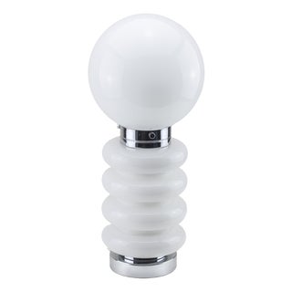 Mid-Century Frosted Glass and Chrome Table Lamp attributed to Carlo Nason for JBS, 1960s For Sale