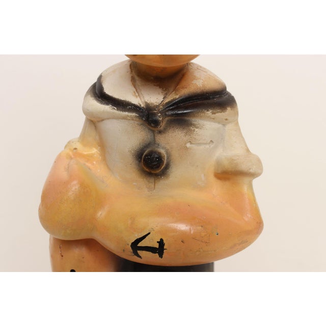 Vintage 1930s Carved and Painted Chalkware Popeye Figurine For Sale - Image 11 of 16