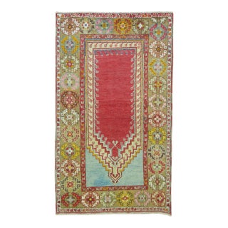 1940s Colorful Turkish Prayer Niche Rug - 3'3" x 5'8" For Sale
