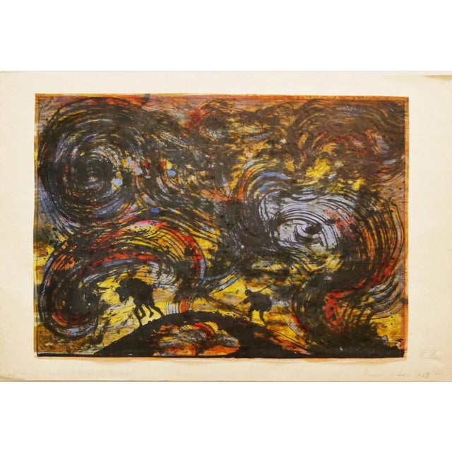 The Hell is an original watercolor lithograph on ivory-colored paper, realized by Russian scenographer Eugène Berman, In...