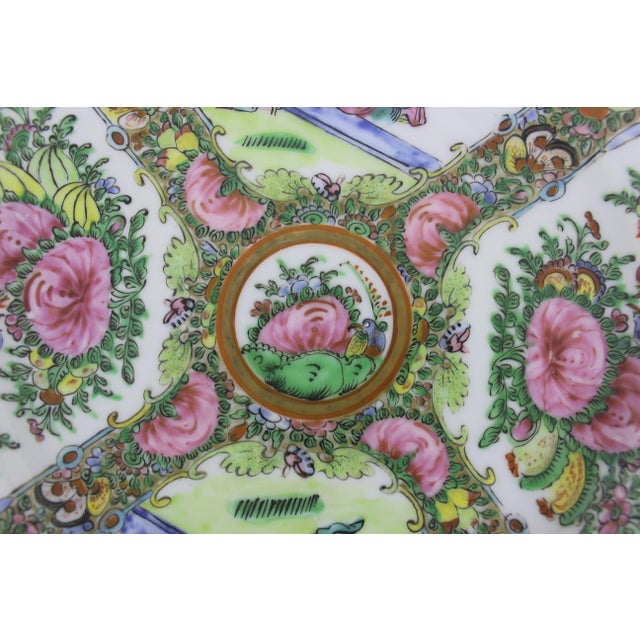 Ceramic Hand Painted Chinese Famille Rose Medallion 10” Plate With People For Sale - Image 7 of 12