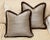 Chic and one of kind pair of silk and fur pillows. Silver and bronze textile with chestnut fur. The textile has Japanese...