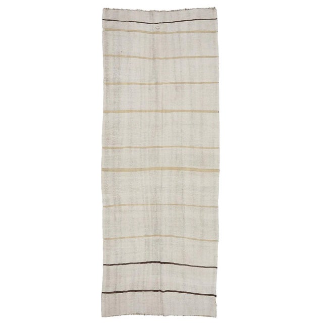 Textile Mid 20th Century Striped Vintage Hemp Kilim Rug For Sale - Image 7 of 7