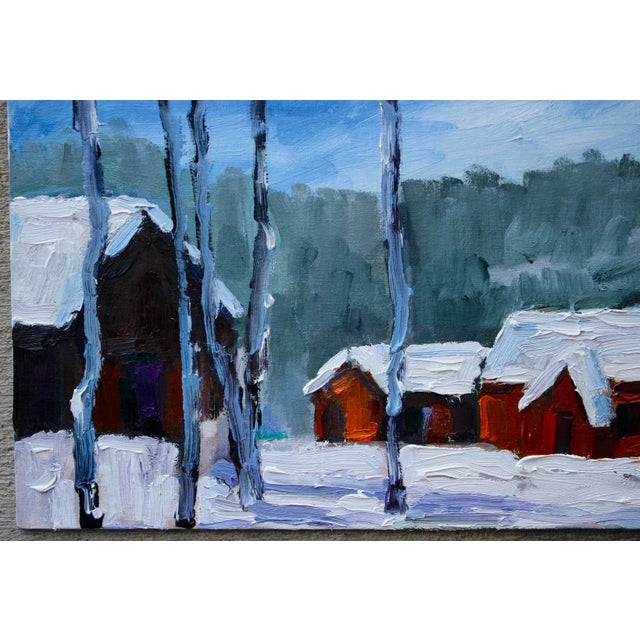 Contemporary Sorenson's in Winter, Modern Landscape Oil Painting For Sale - Image 3 of 11