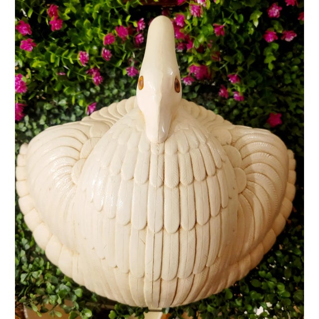 Cream Vintage Cream Highly Carved Resin Swan Wall Pocket by Burwood For Sale - Image 8 of 10