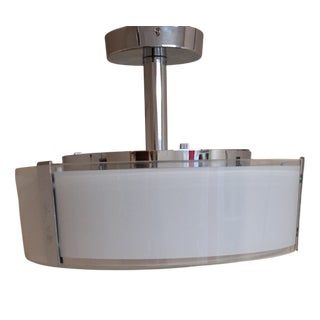 Vintage Ceiling Lamp with White Glass and Chrome-Plated Metal Frame by Honsel, 2000s For Sale