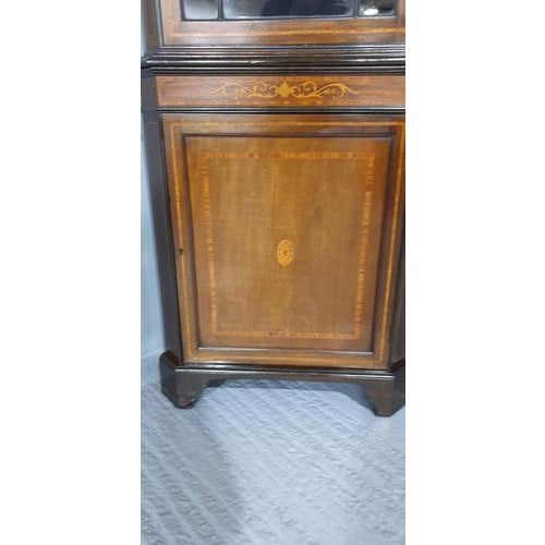 Inlaid Mahogany Corner Cabinet For Sale - Image 9 of 12