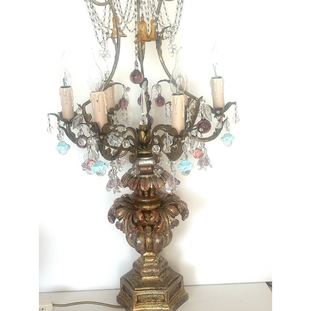 Metal Vintage Murano Glass Floor Lamp in Wood and Metal, 1940s For Sale - Image 7 of 18