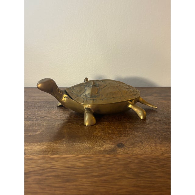 Shell Vintage Brass Turtle Trinket Dish With Lift-Top Shell For Sale - Image 7 of 7