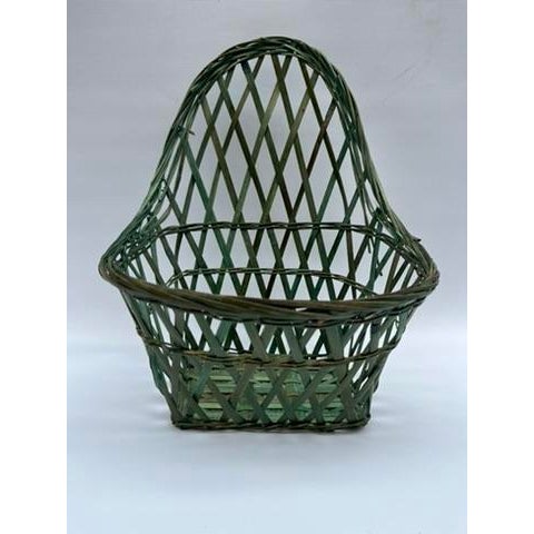 Vintage Green Basket For Sale - Image 6 of 7