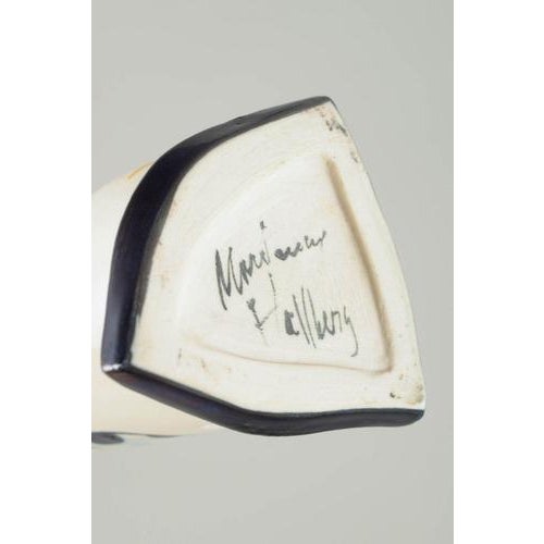 Triangular Stoneware Vase with Graphic Design by Marianne Hallberg, 1980s For Sale - Image 4 of 5