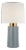 Barbara Barry by Visual Comfort Signature Xian 30" Table Lamp in Sky Gray and Soft Brass with Linen Shade For Sale