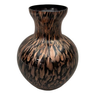 Modern Black Murano Glass Vase with Aventurine by V. Nason, 1970s For Sale