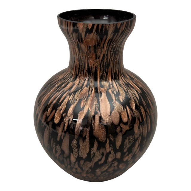 Modern Black Murano Glass Vase with Aventurine by V. Nason, 1970s For Sale