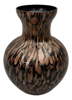Modern Black Murano Glass Vase with Aventurine by V. Nason, 1970s