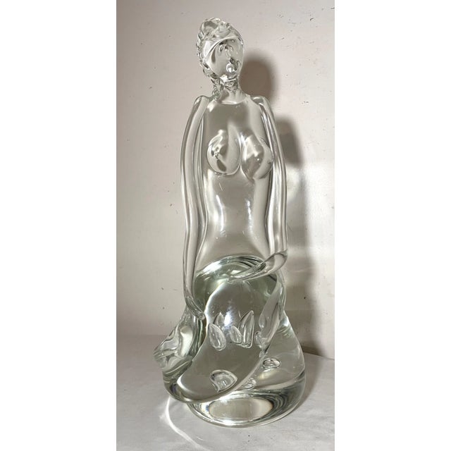 1990s Large Luigi Moro Hand Blown Glass Nude Lady Woman Mermaid Sculpture Statue Art For Sale - Image 4 of 14