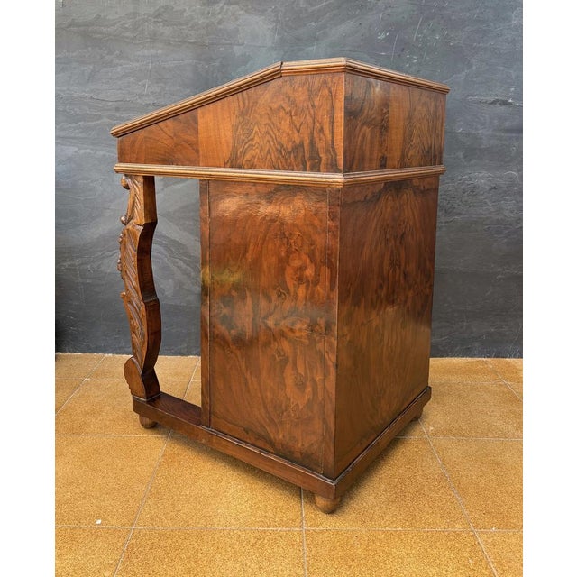English Regency Revival Burr Walnut Davenport Desk, 1920 For Sale - Image 10 of 11