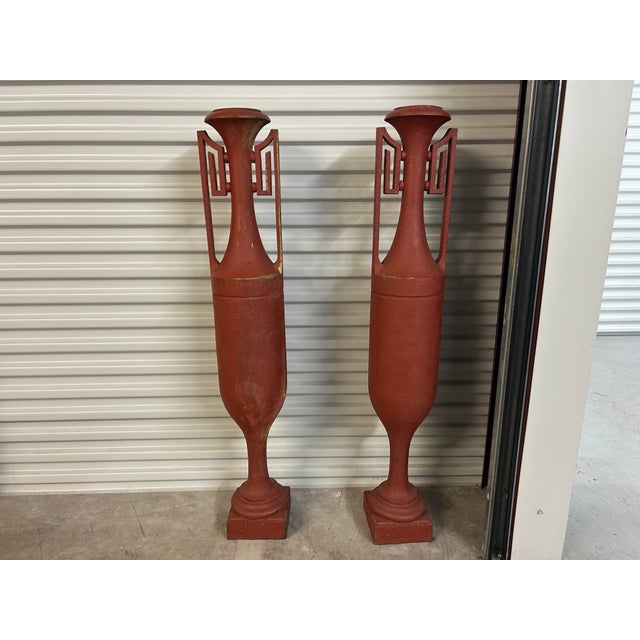 Pair of 1920s French Art Deco Iron Urns For Sale - Image 10 of 10