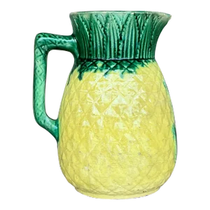 Vintage Boho Majolica Style Raised Relief Pitcher