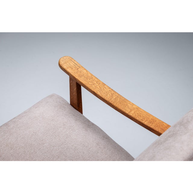 Oak Armchair with Curved Armrests, 1940s For Sale - Image 14 of 17