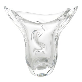 Val St Lambert Mid-Century Modernist Crystal Vase, circa 1950 For Sale