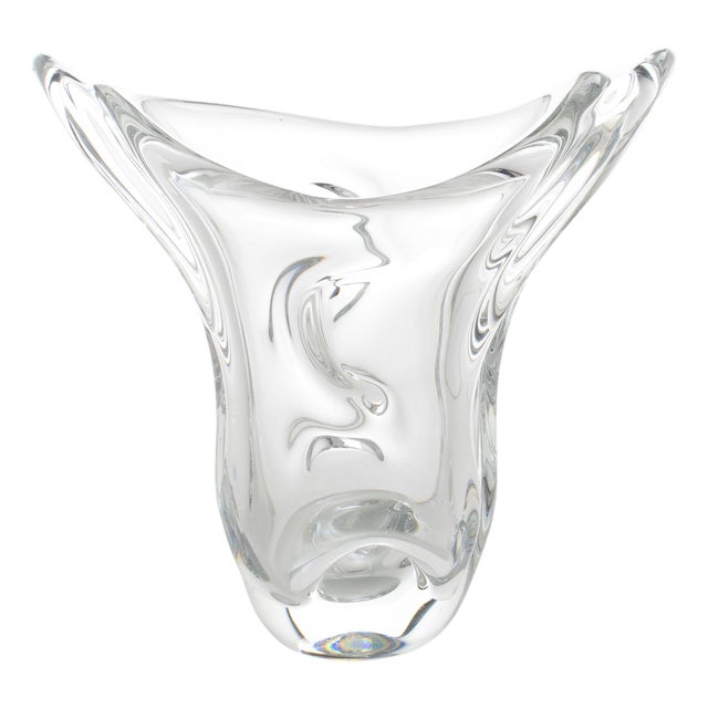 Val St Lambert Mid-Century Modernist Crystal Vase, circa 1950 For Sale