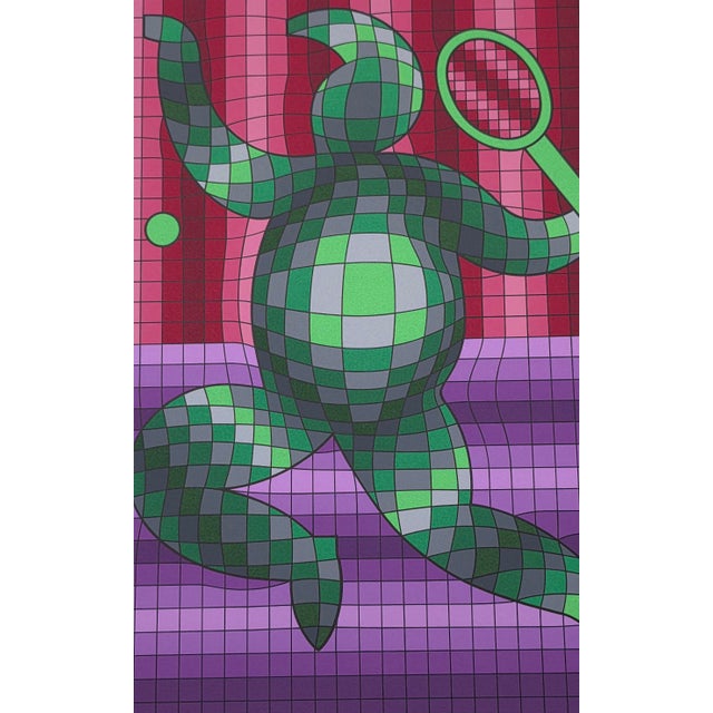 Op Art Victor Vasarely Tennis Player Variant #2 For Sale - Image 3 of 4