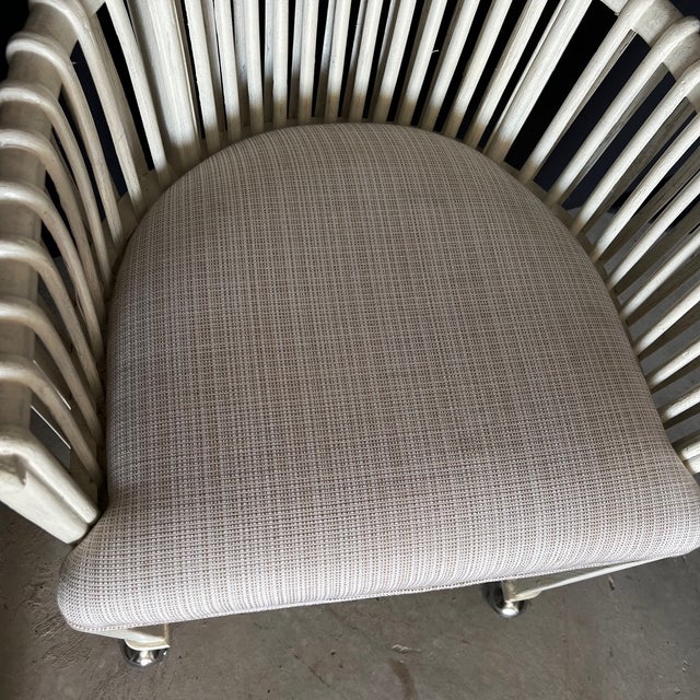 White White Bent Rattan Side or Club Chairs on Casters -A Pair For Sale - Image 8 of 8