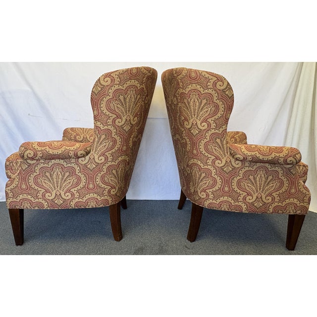 Lexington Home Brands Wing Chairs With Nailhead Trim - A Pair For Sale - Image 12 of 18