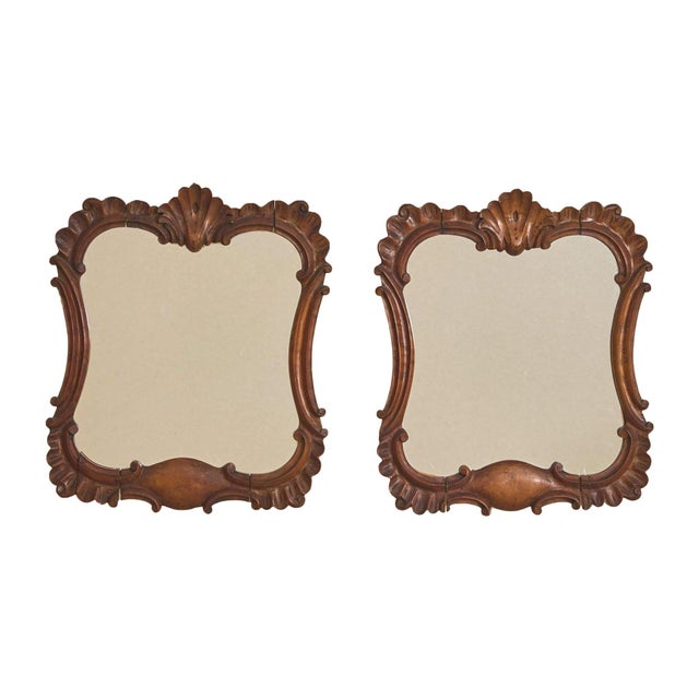 Petite 19th Century French Carved Wood Wall Mirror - 2 Available For Sale