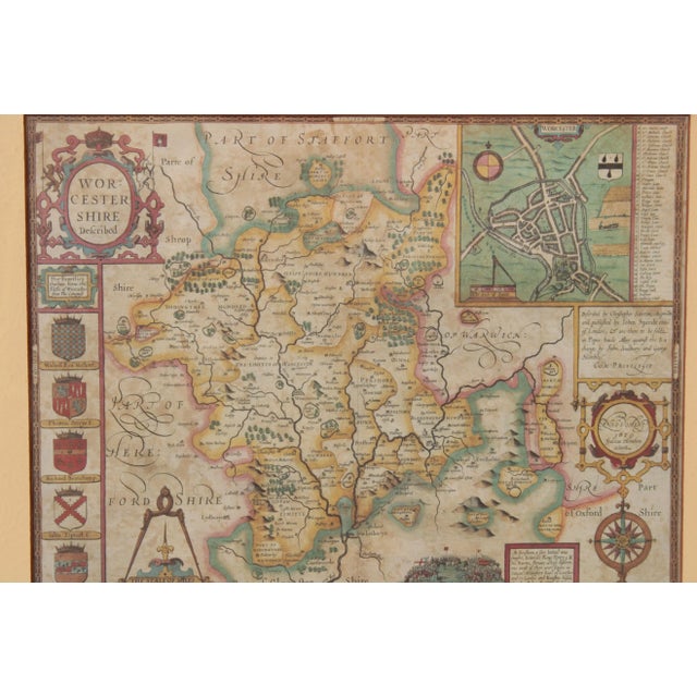 Two Vintage English Worcestershire & Caernarvonshire City Maps After John Speed - A Pair For Sale - Image 4 of 13