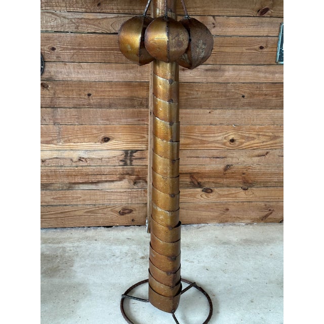 Monumental Vintage Rustic Coastal Oxidized Metal Palm Tree For Sale - Image 10 of 12