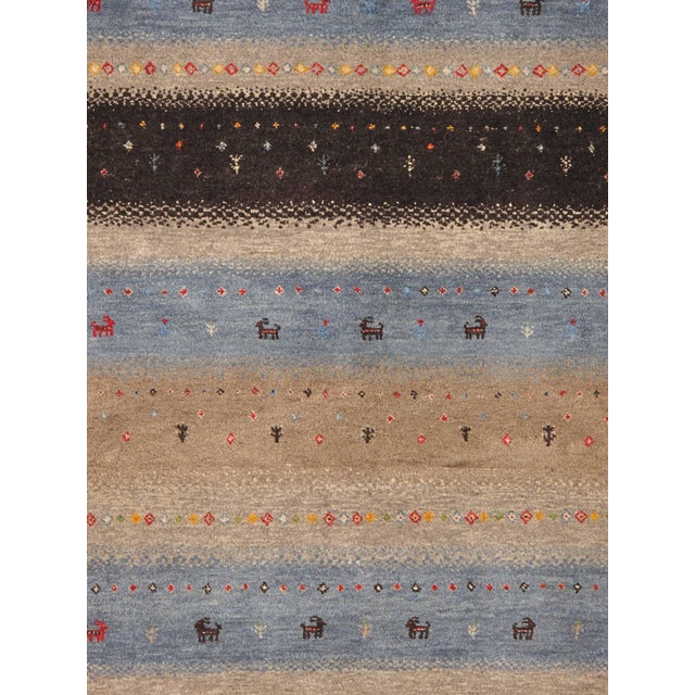 Contemporary Vintage Hand-Knotted Gabbeh Rug 6'4" X 9'9" For Sale - Image 3 of 4