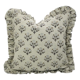 Diwali Flower Thick Linen Ruffle Pillow Cover Premium 14x20 Inch Decorative Cushion For Sale