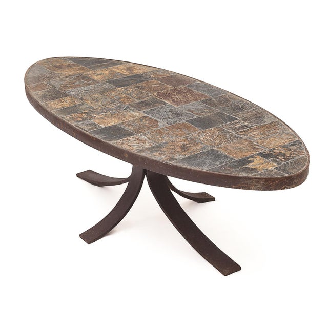 Brutalist Oval Coffee Table, 1950s For Sale - Image 10 of 10