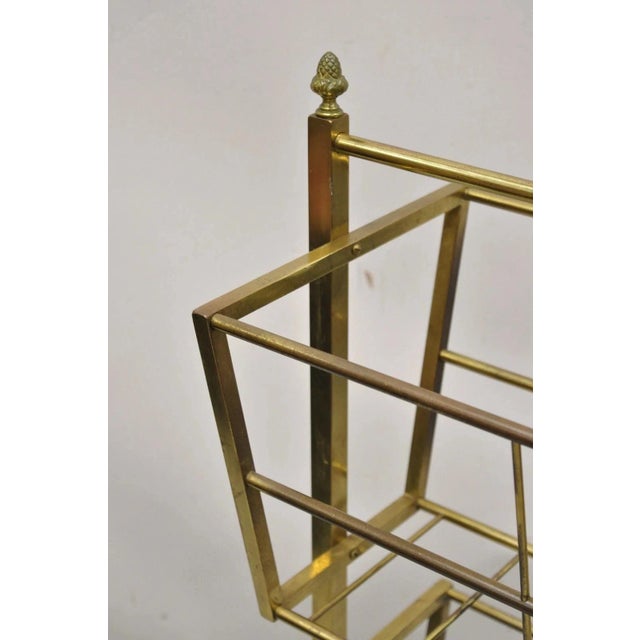 Mid 20th Century Vintage Italian Mid Century Modern Brass Frame 2 Tier Magazine Towel Rack Stand For Sale - Image 5 of 9