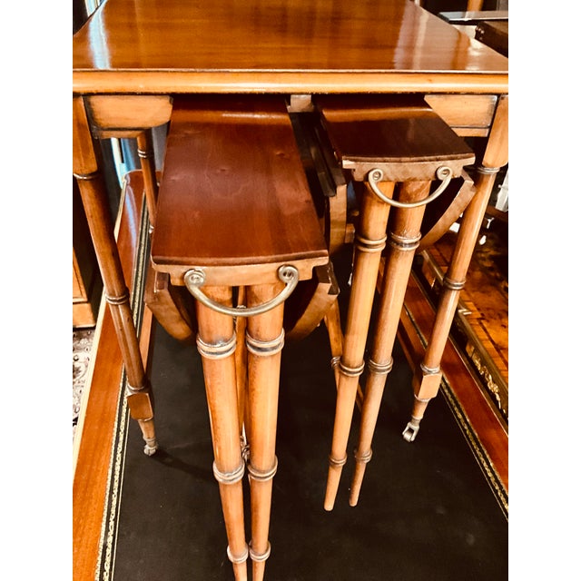 1960s Set of Thee British Colonial Nesting Tables For Sale - Image 4 of 15