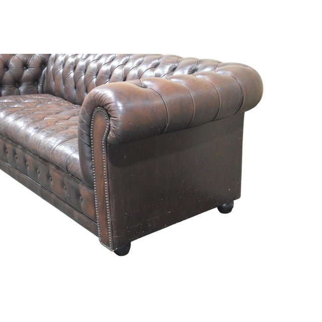 Vintage Chesterfield Tufted Leather Sofa For Sale - Image 4 of 7