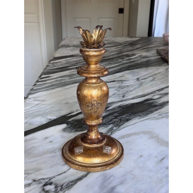 Made in Italy Vintage Gold Gilt Florentine Candle Holder For Sale - Image 10 of 13