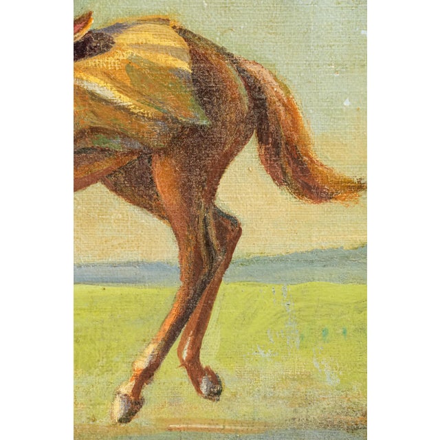 Brown Wonderful Antique English Country Racehorse & Jockey Framed Oil Painting Horse Equestrian Sporting Art Home Decor For Sale - Image 8 of 14