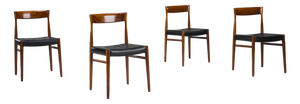 Mid-Century Palisander Dining Chair with Lether, 1950s, Set of 4