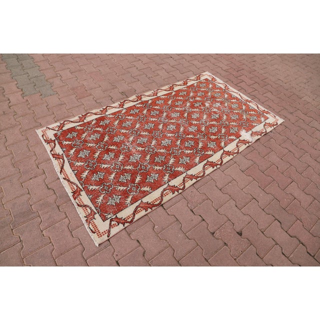 Contemporary 1970s Contemporary Style Floral Design Red Handmade Oushak Rug For Sale - Image 3 of 9