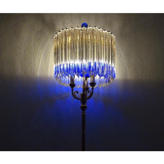 Metal Gold-Plated Brass and Murano Glass Floor Lamp from Venini, 1990s For Sale - Image 7 of 17