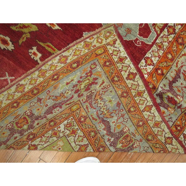 Textile Antique Zabihi Collection Fine Quality Red Turkish Oushak Rug - 7'5" x 10'6" For Sale - Image 7 of 8