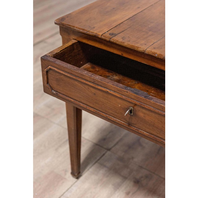 French 19th Century Walnut Desk with Carved Apron and Lateral Drawer For Sale - Image 12 of 12