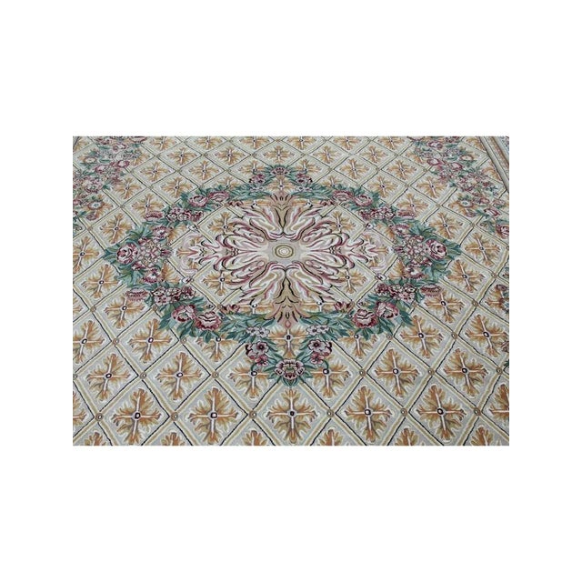 Gold Handwoven Savonnerie Area Rug 9x11 For Sale - Image 8 of 12
