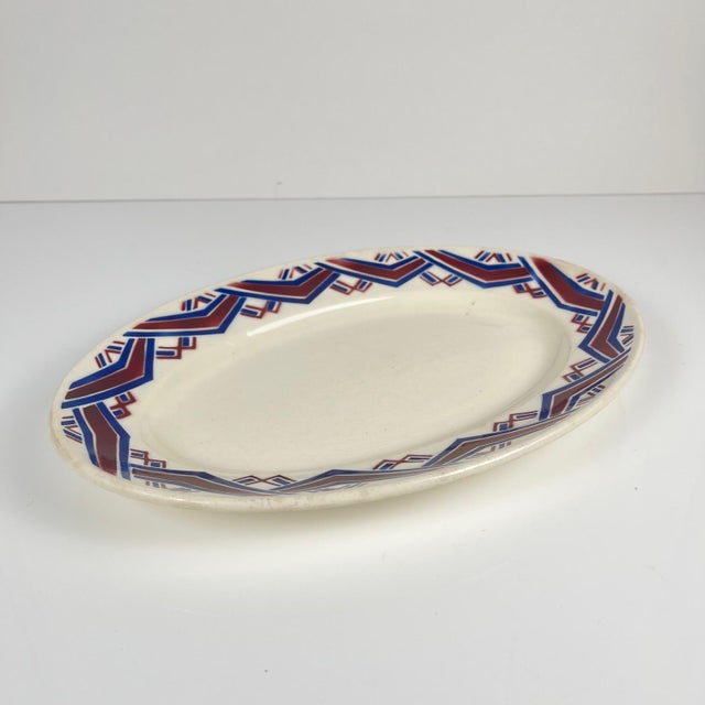 Antique Oval Babylone Platter from Badonviller, 1900s For Sale - Image 3 of 10