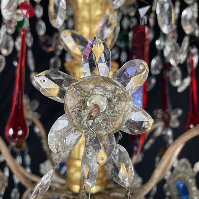 Antique Genoese Empire Chandeliers in Crystal and Gilded Wood, 1780s, Set of 2 For Sale - Image 9 of 14